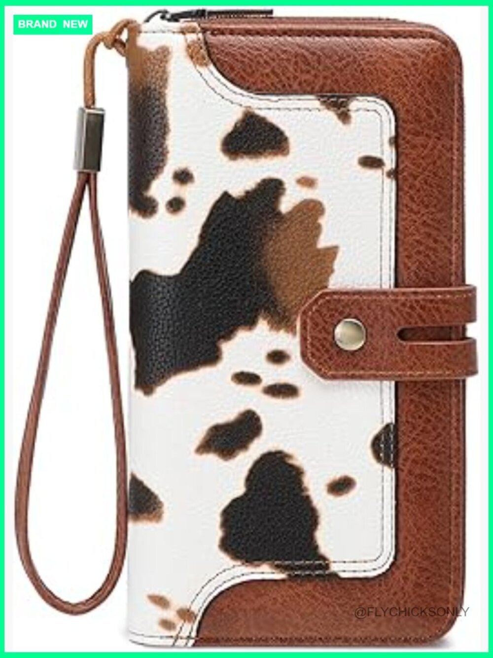 Cow Print PU Wallet with RFID Blocking Zip Closure Card Holder